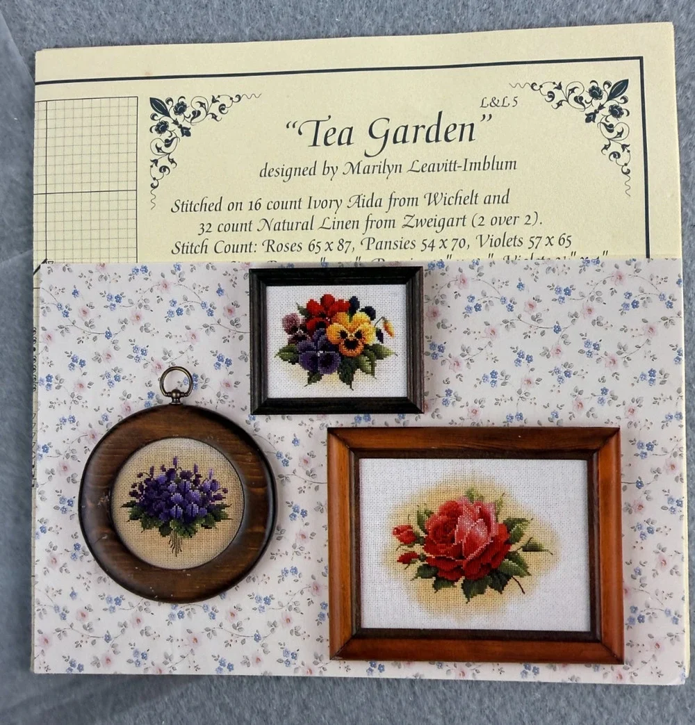 Lavender & Lace Cross Stitch Pattern Chart 5, TEA GARDEN, Marilyn Leavitt-Imblum